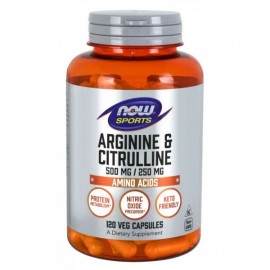 Arginină și citrulină 500mg/250mg - NOW Foods, 120cps